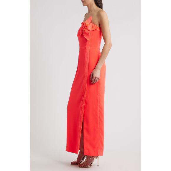 NWT Lilly Pulitzer Anasophia Rosette Strapless Maxi Dress Sz 16 Cane Coral Pink - Picture 3 of 13